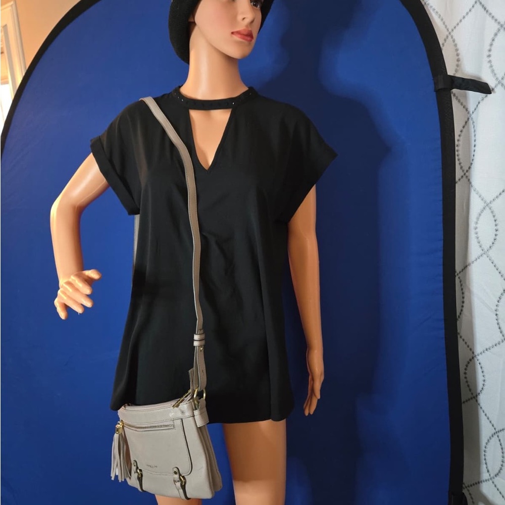 Express Black Keyhole Blouse